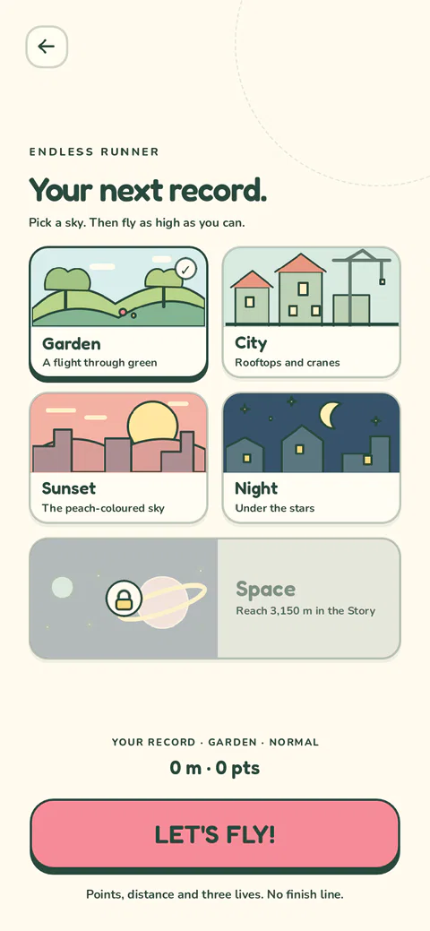 Picking a sky in the Endless Runner