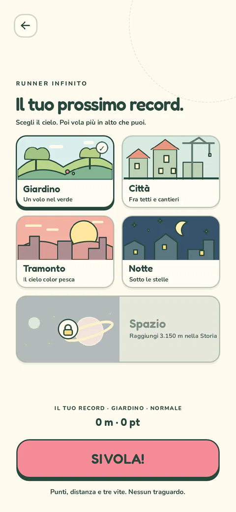 La scelta del cielo nel Runner infinito