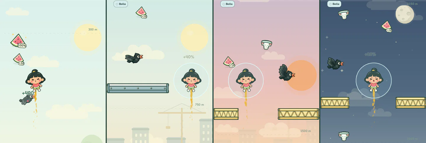 La salita della Story Mode in quattro momenti: il giardino, la città, il tramonto e la notte
